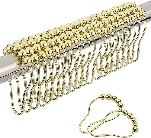 Duschvorhangringe, 20 Stück Edelstahl Duschvorhang Haken mit glänzendem Gleitsystem für Badezimmer