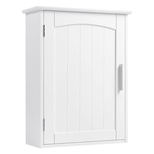 Hängender Badschrank mit Tür, verstellbare Ablage, weißer Wandschrank für das Bad mit hoher Tragkraft und wasserfesten Materialien