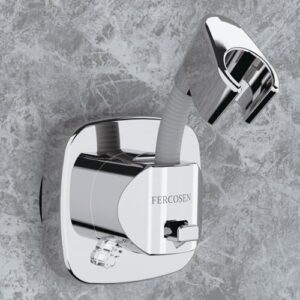 FERCOSEN 360° Drehbarer Duschkopfhalter mit Saugnapf - Tragfähigkeit bis 10 kg, schnelle Montage und rutschfester Rostfreier Duschbrause Halterung für Mietwohnungen oder Werkzeuglose Aufhängen