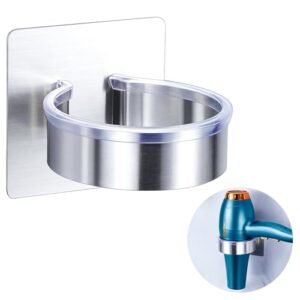 Föhnhalter Wand Ohne Bohren, Föhn Halterung, Fönhalterung Wandhalterung, Haartrockner Halterung, Fön Aufbewahrung, Selbstklebend Haartrocknerhalter Für Bad Barbershop Hotel (Silber)