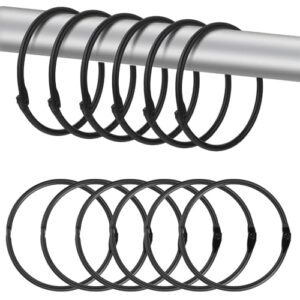 12 Stück rostfreier Duschvorhang-Haken, schlanke minimalistische Design für Badezimmer und Fenster, geräuschloser Vorhangring in Schwarz