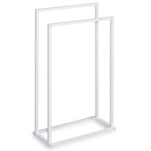 Moderner handtuchhalter aus Metall für das Badezimmer. Der Handtuchständer besteht aus zwei hohenversetzten Stangen und ist perfekt für moderne Einrichtungen geeignet.