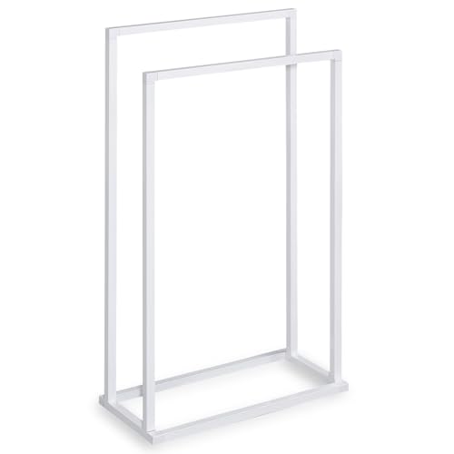 Moderner handtuchhalter aus Metall für das Badezimmer. Der Handtuchständer besteht aus zwei hohenversetzten Stangen und ist perfekt für moderne Einrichtungen geeignet.