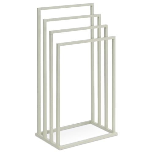 Moderner Handtuchständer mit 4 Stangen und Metallgestell in Beige für Bad und Gästezimmer
