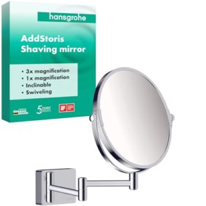 Hansgrohe Addstoris, ein eleganter Chrom Kosmetikspiegel mit 3-fach Vergrößerung für das Badezimmer.