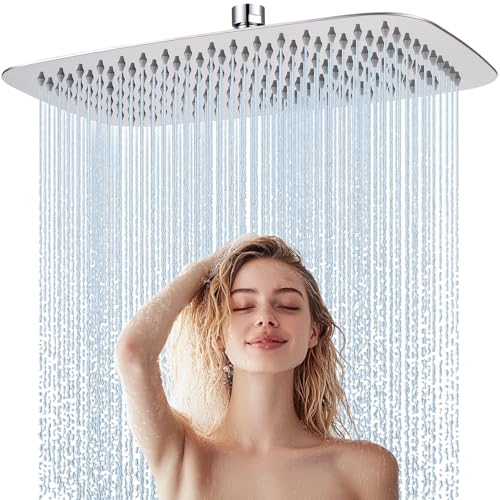 HardiValue Duschkopf Regendusche, Edelstahl Regendusche Duschkopf mit Anti-Kalk-Düsen aus Chrom, 35 x 22 cm groß, wassersparend und korrosionsfrei.