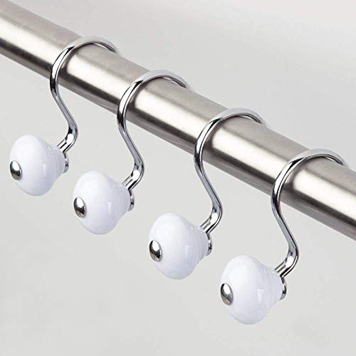 Duschrings-Set aus 12 Stücken in Weiß und Silber für eine moderne Duscherfahrung, praktische und leicht zu installieren