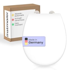 Toilettendeckel mit Absenkautomatik, Weiß, Made in Germany, ovale Form, leicht abnehmende Toilettenbrille und WC-Sitz stabil bis 250kg