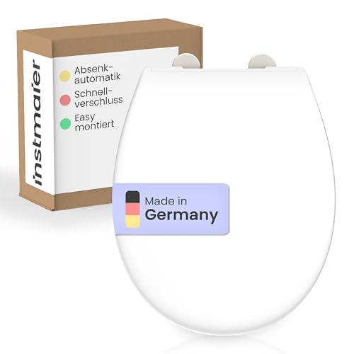 Toilettendeckel mit Absenkautomatik, Weiß, Made in Germany, ovale Form, leicht abnehmende Toilettenbrille und WC-Sitz stabil bis 250kg