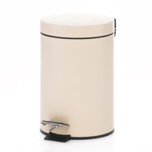 Beiger Kosmetikeimer aus Metall für das Badezimmer mit Inneneimer und Tragehenkel