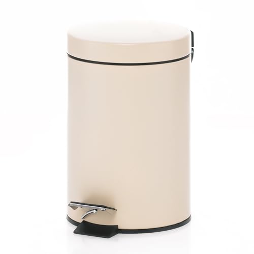 Beiger Kosmetikeimer aus Metall für das Badezimmer mit Inneneimer und Tragehenkel