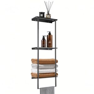 LAFEALO Handtuchaufbewahrung für Badezimmer, 3-stöckiger Handtuchhalter mit Ablage und Handtuchstange, Wandmontage, praktischer Organizer für das Badezimmer