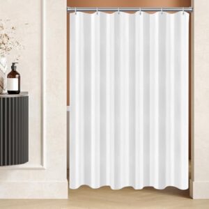 Duschvorhang 100x190 cm, Reinweiß, Beschwerter Saum, Antischimmel Textil, Wasserabweisend, Waschbar Polyester Stoff für Badezimmer und Badewanne