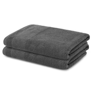 Doppelte Luxus-Duschtücher aus 100% Baumwolle von Looks by Wolfgang Joop, grau, mit Aufhängern und Logostick