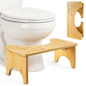 Lureon Klappbarer Toilettenhocker Erwachsene, Bambus-Holz für ein erholsames Badezimmer, ergonomischer WC Hocker-Kackhocker für Menschen mit Blähungen und Verstopfung