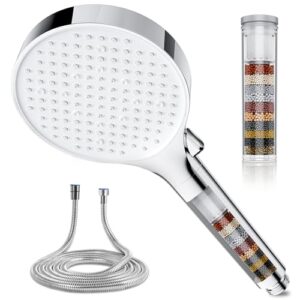 Magichome Duschkopf mit Filter, Hochdruck-Duschkopf mit Schlauch 1,5M, Handbrause mit 6 Strahlarten und 25-Schichten-Filtrationsystem für Hartes Wasser, Rest-Chlor, Bakterien und Schwermetall