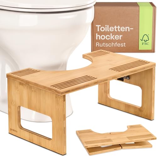 Klappbarer Toilettenhocker aus FSC Bambus-Holz für eine maximale Komfort und Sicherheit während des Besuchs auf der Toilette