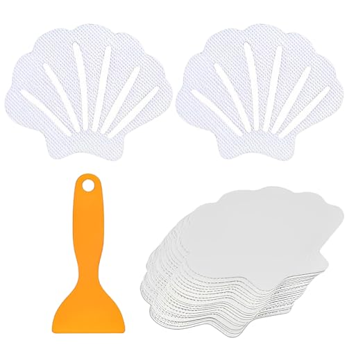 Antirutsch Aufkleber für Badewanne und Badezimmerboden, Selbstklebend mit Premium-Schaber, 20 Stück Anti-Rutsch-Badezimmeraufkleber mit Muschel Design ca. 7 x 9 cm