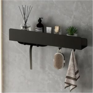 Duschablage ohne Bohren, Badezimmer Organizer 40 cm aus Edelstahl mit 4 Abnehmbaren Haken und Shampoo Halterung für Dusche