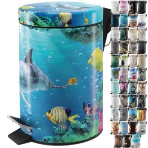 Farbiger Plastik-Kosmetikeimer mit Meeresleben auf der Vorderseite, 3-Liter-Volumen und Absenkautomatik