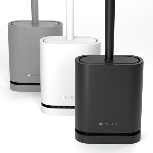 SAVEGA Klobürste aus Silikon, Toilettenbürste für die Wandmontage, WC Bürste ohne Bohren, schwarz, antibakteriell, hygienisch, langlebig