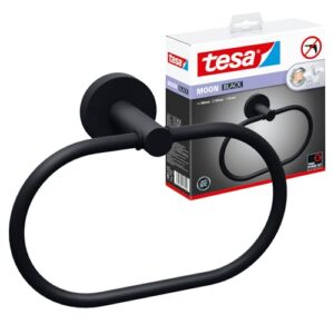 Eleganter Handtuchhalter-Ring ohne Bohren, matt schwarz, ovaler Design, Wandbefestigung