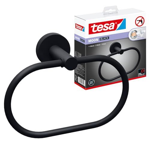 Eleganter Handtuchhalter-Ring ohne Bohren, matt schwarz, ovaler Design, Wandbefestigung