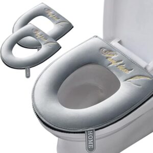 Toilettensitzbezug, 2 Stück, warmes Toilettensitzkissen, Universal-Reißverschluss-Toilettensitz-Abdeckungspolster mit Griff, Waschbar, Toilet Seat Cover