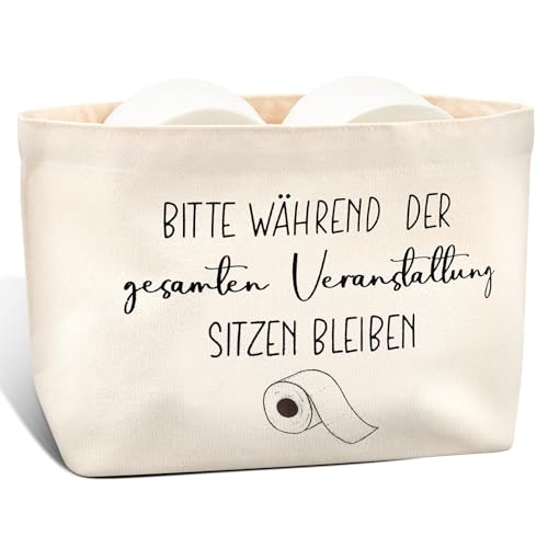 Toilettentuch-Aufbewahrungsbeutel für Badezimmer, natürliche Farben, sitzen bleiben, lustige Deko für Toilette und Klo