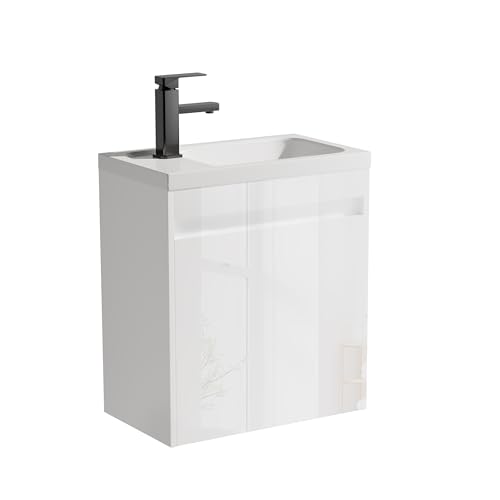 Moderner Washtisch mit Unterschrank in Weiß, ideal für Badezimmer, zeitloses Design, praktischer Speicher und Wasserversorgung