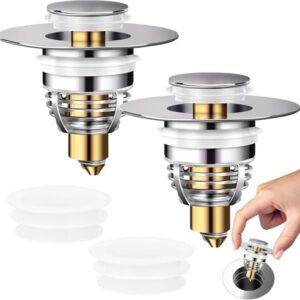 Universelles Pop-Up-Sieb für Aufsatzwaschbecken mit Anti-Clogging-Korbfilter, Messing und Edelstahl, stark und langlebig, einfache Installation und Reinigung ohne Klempner oder Werkzeug erforderlich.