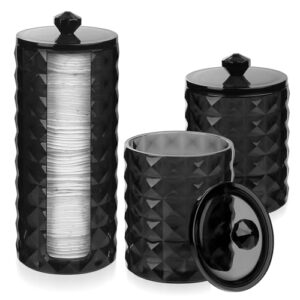 3 STK Wattestäbchen Behälter, Schwarz, Bathroom Organizer für Make Up und Schminktisch Aufbewahrung in Badezimmer