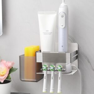 Edelstahl Zahnbürstenhalter für zwei Haken, silberner Badezimmer Zahnbürstenhalter Wand mit modernem Design und einfach zu reinigendem Material