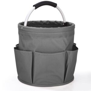 Putzmittel Organizer, Universal Reinigungs-Caddy, Faltbarer Aufbewahrungskorb mit Griff und sechs Taschen für Innenbereich, Garten, Badezimmer (Grau)