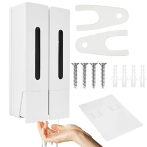 Zithgen 2 Kammern Seifenspender Wandbefestigung, Duschgelspender Wandmontage Shampoospender für Küche Badezimmer Hotel, Weiß