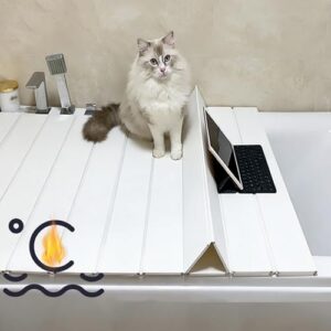 Badewannenabdeckung, 180×75×0,7cm PVC Faltbar Badewanne Brett Staubdichtes wasserdichte Badewannentablett für Badezimmer, Hause, Hotelbad oder SPA
