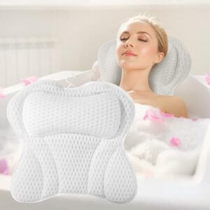 Badewannenkissen 4D Mesh Badekissen für Badewanne, Kissen mit 6 Saugnäpfeln zum entspannen in der Wanne
