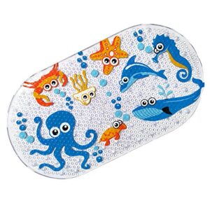 Badewannenmatte mit Naturgummibooten für Kinder und Babys, erhöhte Sicherheit im Bad, 38x70cm, Kraken-Muster