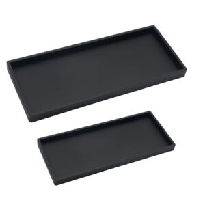 2 Stück Badezimmer Tablett, Schwarzes Rechteckiges Silikon Tablett für Bad, Küche und Waschtisch, Aufbewahrungstablett für Badartikel und Haushaltsgegenstände