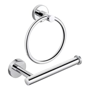 2-teiliges Badezimmer Zubehör Set, Handtuchring und Toilettenpapierhalter aus Edelstahl mit Wandmontage für Bad, Küche oder Gäste-WC
