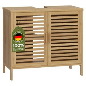 Bambus Waschbeckenunterschrank mit 2 Türen und 2 Fächern für Badezimmer
