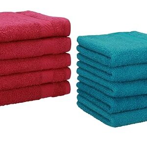 10 Stück Seiftücher aus 100% Baumwolle, Cranberry und Petrol Farben, hochwertig und weich für Bad, Friseur und Putz-Tuch