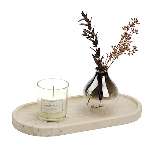 Luxuriöses Travertin Tablett für Badezimmer oder Wohnbereich, Marmortablett mit exquisiter Schönheit und einzigartigem Wabi-Sabi-Stil
