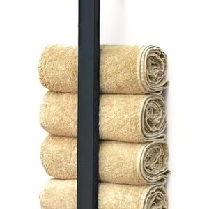 Schwarzer Metallhandtuchhalter an einer Wand für Handtücher in Küche oder Bad