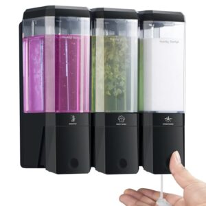 Duschseifenspender mit 3 Kammern, Wandmontage, kein Bohren, nachfüllbar, für Badezimmer und Hotel