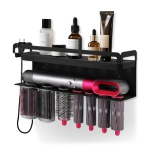 Föhnhalter Wand ohne Bohren, Dyson Airwrap Zubehör Halter, 7 in 1 Styler Lockenstab Zubehör, Haartrockner Halterung für Bad (Schwarz)