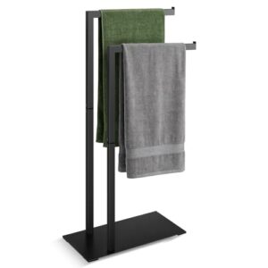 Professioneller Handtuchständer für Badezimmer oder Küche, extra stables Design, 40x20x80 cm, ohne Bohren, Schwarz