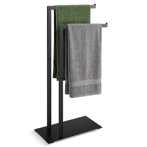 Professioneller Handtuchständer für Badezimmer oder Küche, extra stables Design, 40x20x80 cm, ohne Bohren, Schwarz