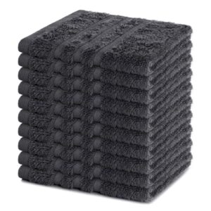 Hochwertige Gästehandtücher 30x30 cm aus 100% Baumwolle, Frottierserie Elena - Saugstark, Waschbar und Strapazierfähig - Anthrazit