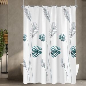 Duschvorhang mit Bananenblättermuster, wasserdicht und antibakteriell, Polyestermaterial, 12 Ösen für Haken und Duschvorhangringe, Badezimmer und Badewanne